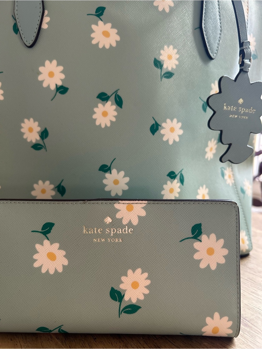 kate spade Mint Daisy-Print Tote with Matching Wallet - Picture 2 of 3
